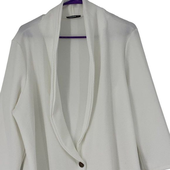 Womens Ssoulm White Size 2XL Cardigan Blazer One button Jacket Top 3779 White - Picture 2 of 5